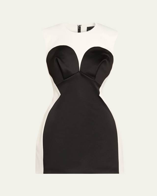 Seamed Up Satin Trompe L'oeil Mini Dress